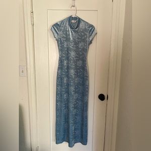 Long Blue Turtleneck Dress